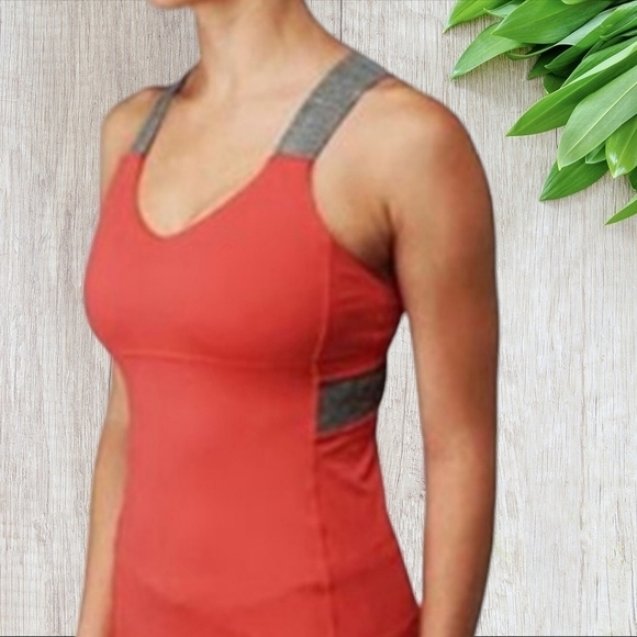 Lululemon Push Ur Limits Tank Top Coral Gray Size 6 Criss Cross Back - Picture 1 of 9